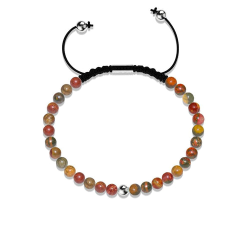 Roter Picasso-Jaspis | 925er Sterlingsilber | Makramee-Armband mit Fokus-Edelstein